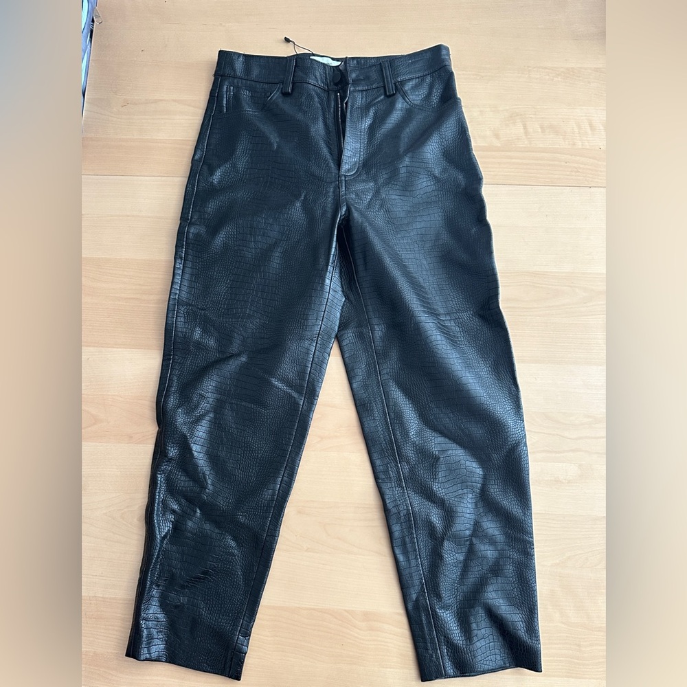 Crocodile faux-leather pants